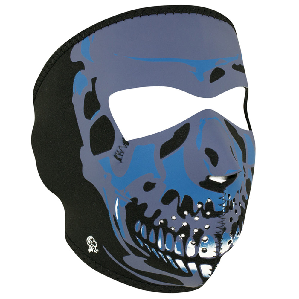 WNFM024 ZAN® Full Mask- Neoprene- Blue Chrome Skull-Full Facemasks-Daniel Smart Mfg - Retail
