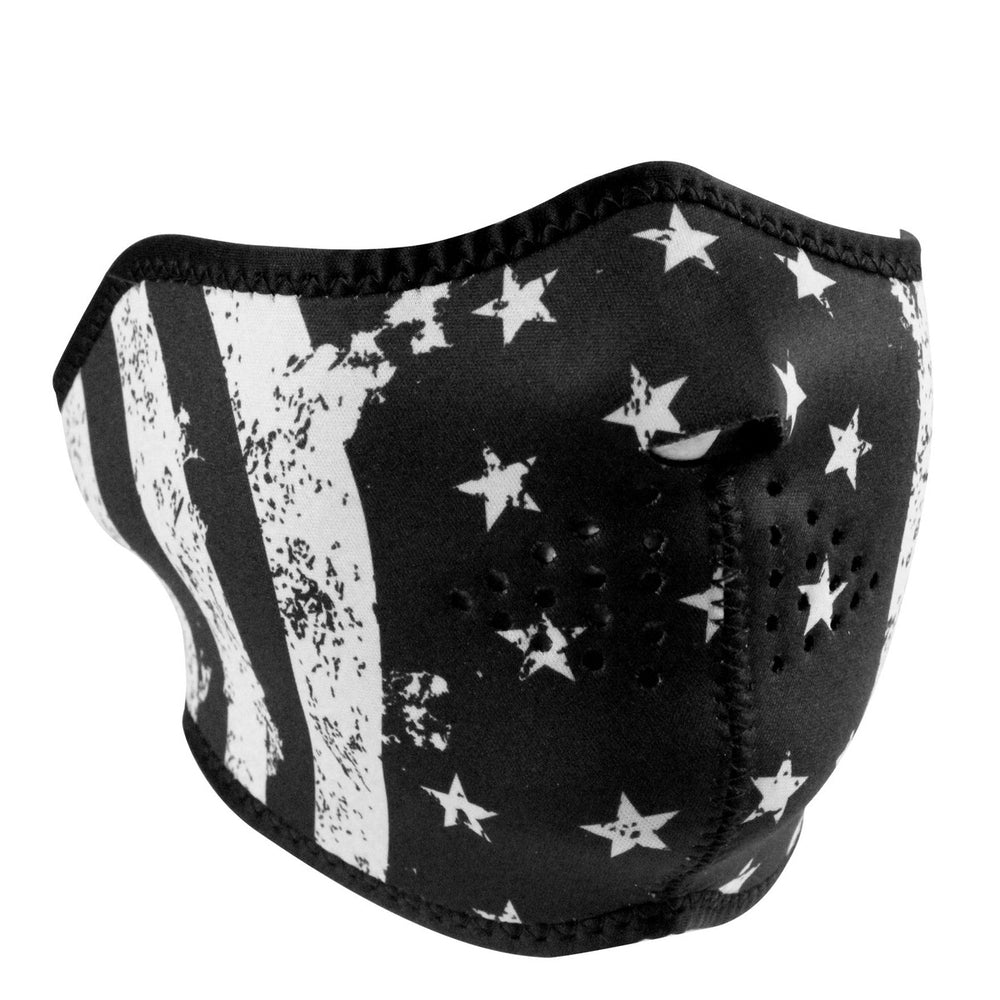 WNFM091H ZAN® Half Mask- Neoprene- Black and White Flag-Half Facemasks-Daniel Smart Mfg - Retail