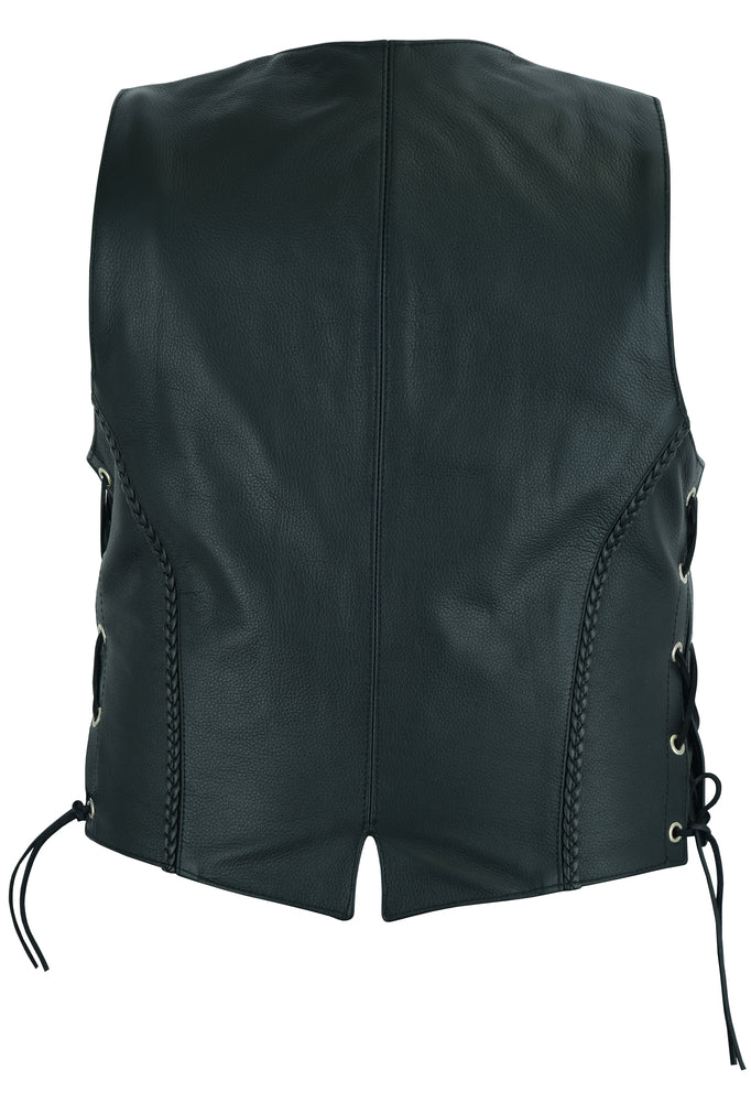 Women's Braided Leather Vest-Womens Leather Vests-Daniel Smart Mfg - Retail