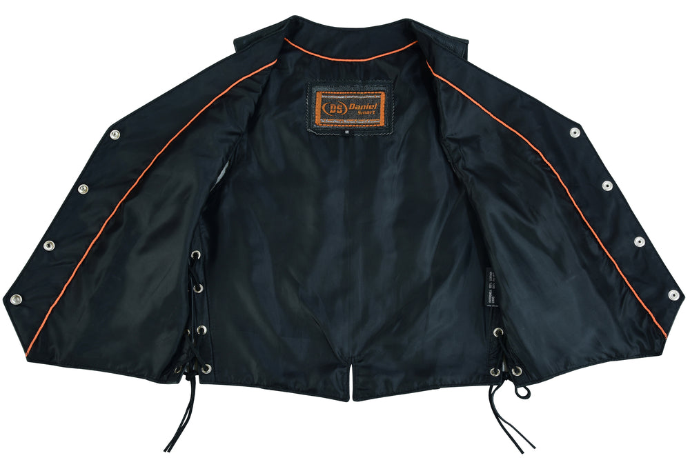 Women's Braided Leather Vest-Womens Leather Vests-Daniel Smart Mfg - Retail