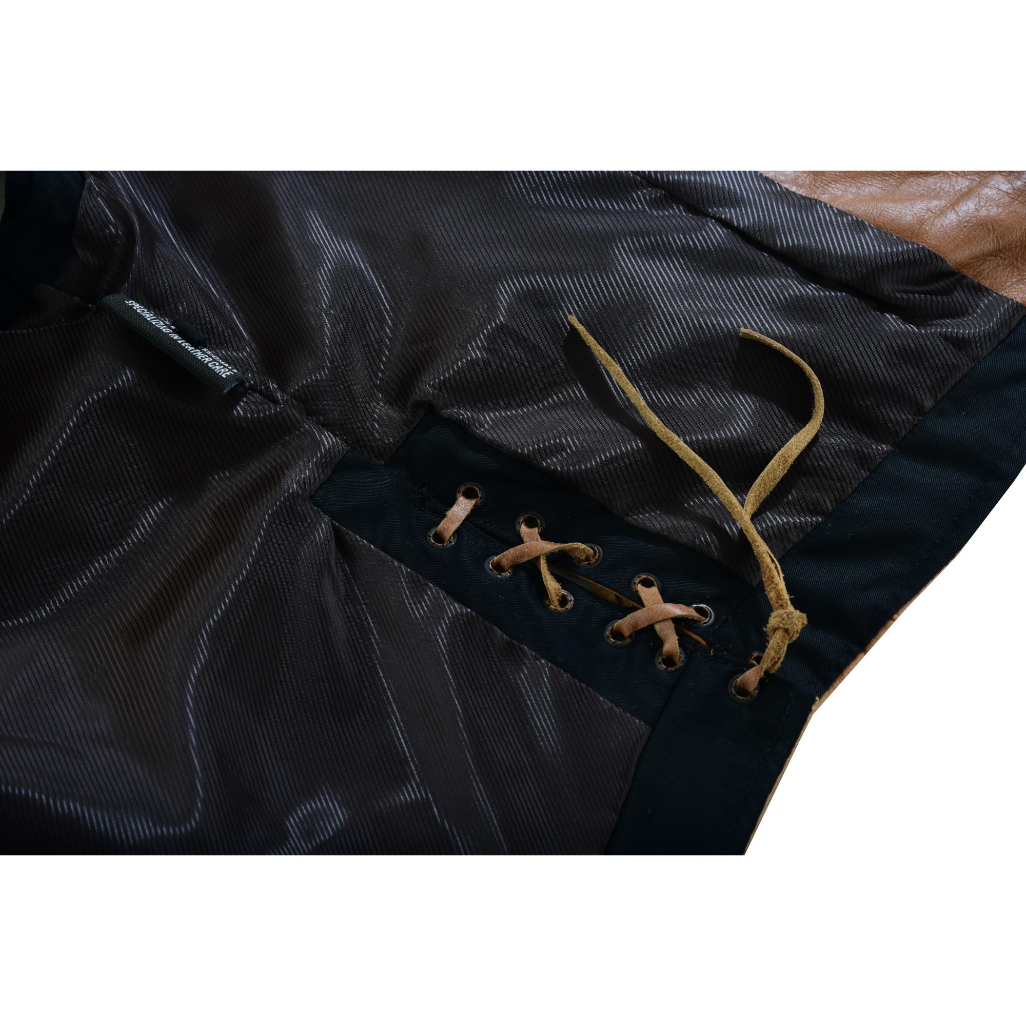 Women's Brown Zippered Leather Vest with Lacing Details-Womens Leather Vests-Daniel Smart Mfg - Retail