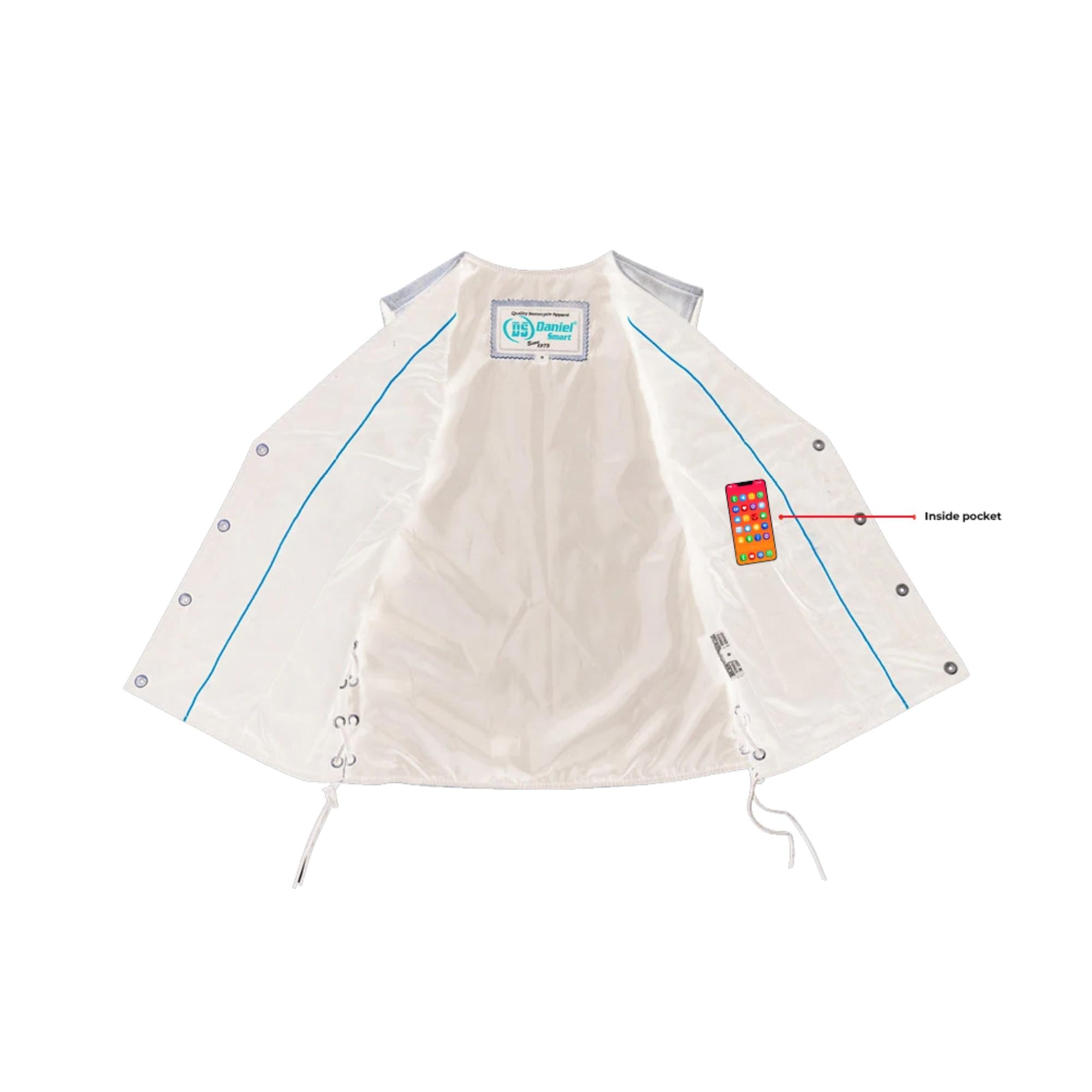 Women's Brown Zippered Leather Vest with Lacing Details-Womens Leather Vests-Daniel Smart Mfg - Retail