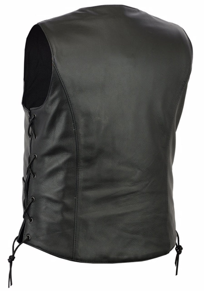 Women's Classic Side Lace Leather Vest-Womens Leather Vests-Daniel Smart Mfg - Retail