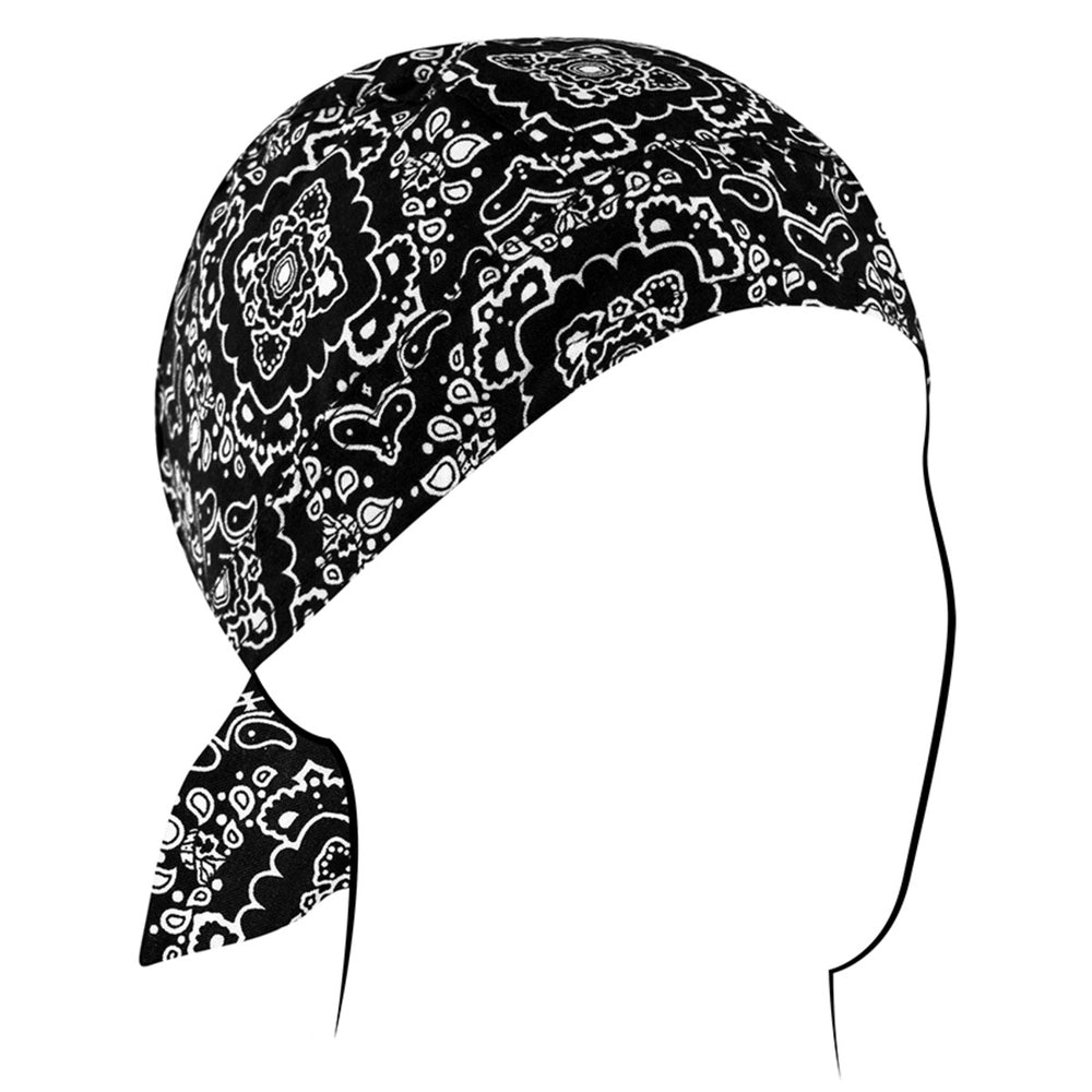 Z101 Flydanna®, Cotton, Black Paisley-Headwraps-Daniel Smart Mfg - Retail