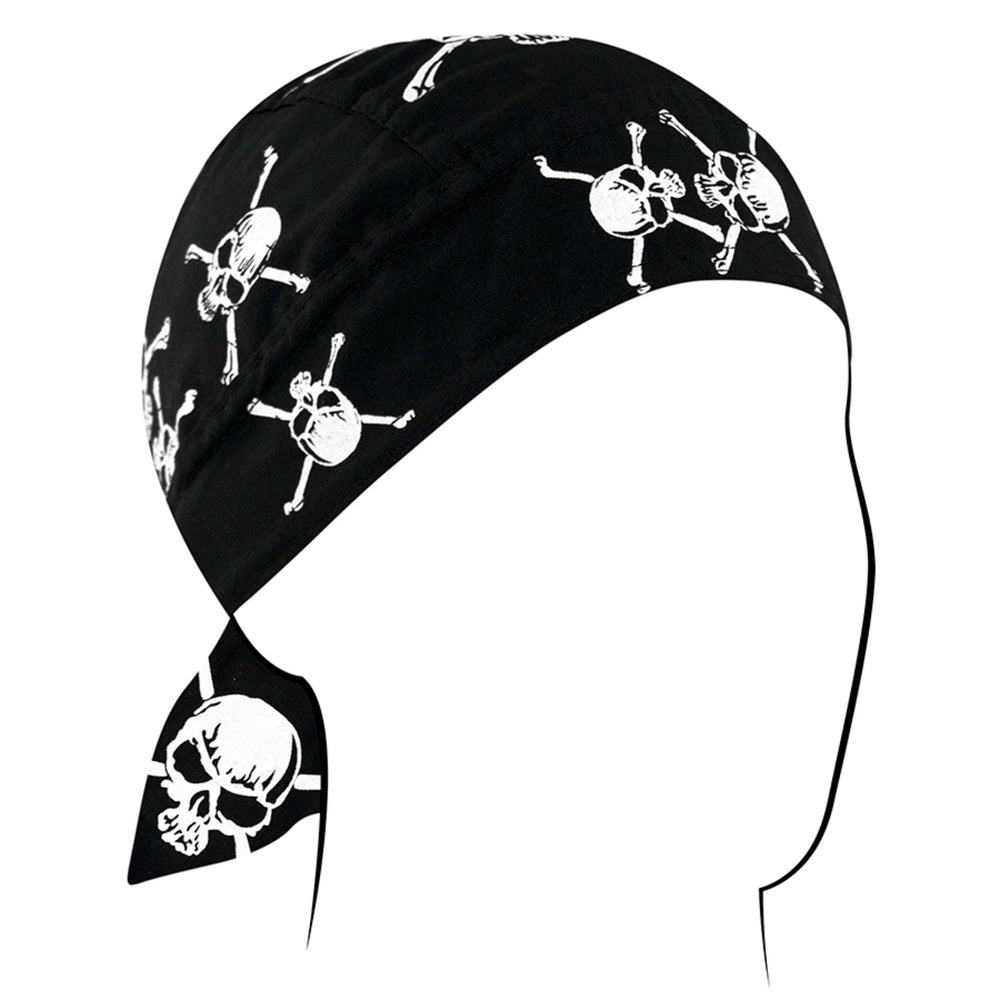 Z113C Flydanna®, Cotton, White Skull and Crossbones-Headwraps-Daniel Smart Mfg - Retail