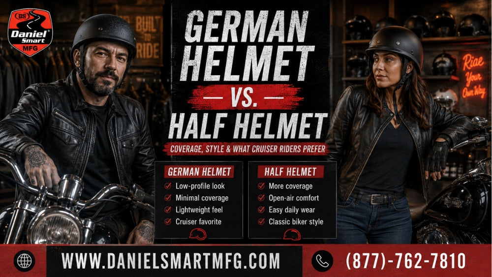 German Helmet vs. Half Helmet: Coverage, Style & What Cruiser Riders Prefer