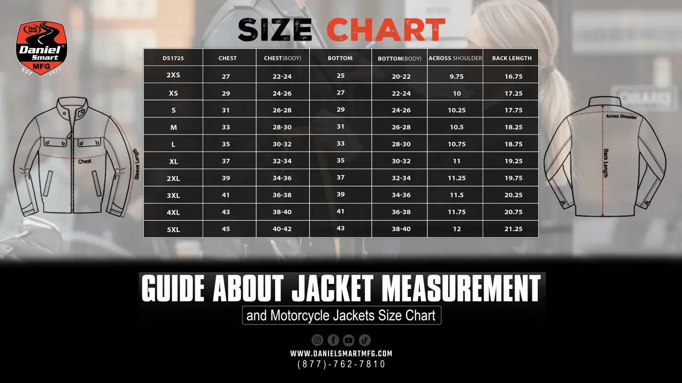 Guide about Jacket Measurement and Motorcycle Jackets Size Chart