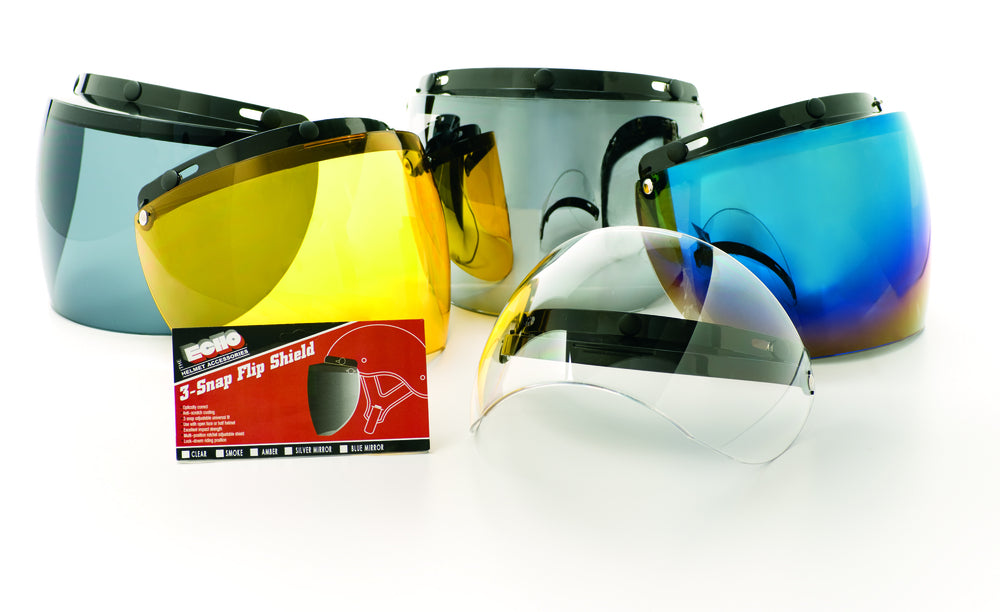 02-211 3 Snap Flip Shield - Hard Coated Silver Mirror-Helmet Accessories-Daniel Smart Mfg - Retail