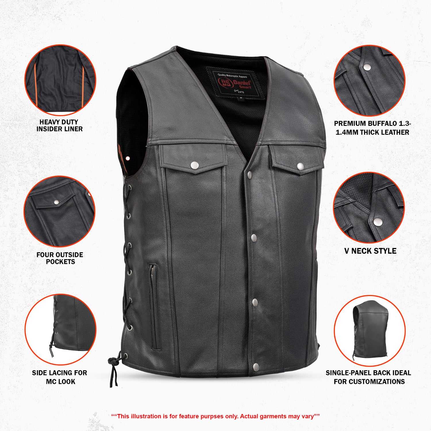 Stormer  - Men's Motorcycle Leather Vest