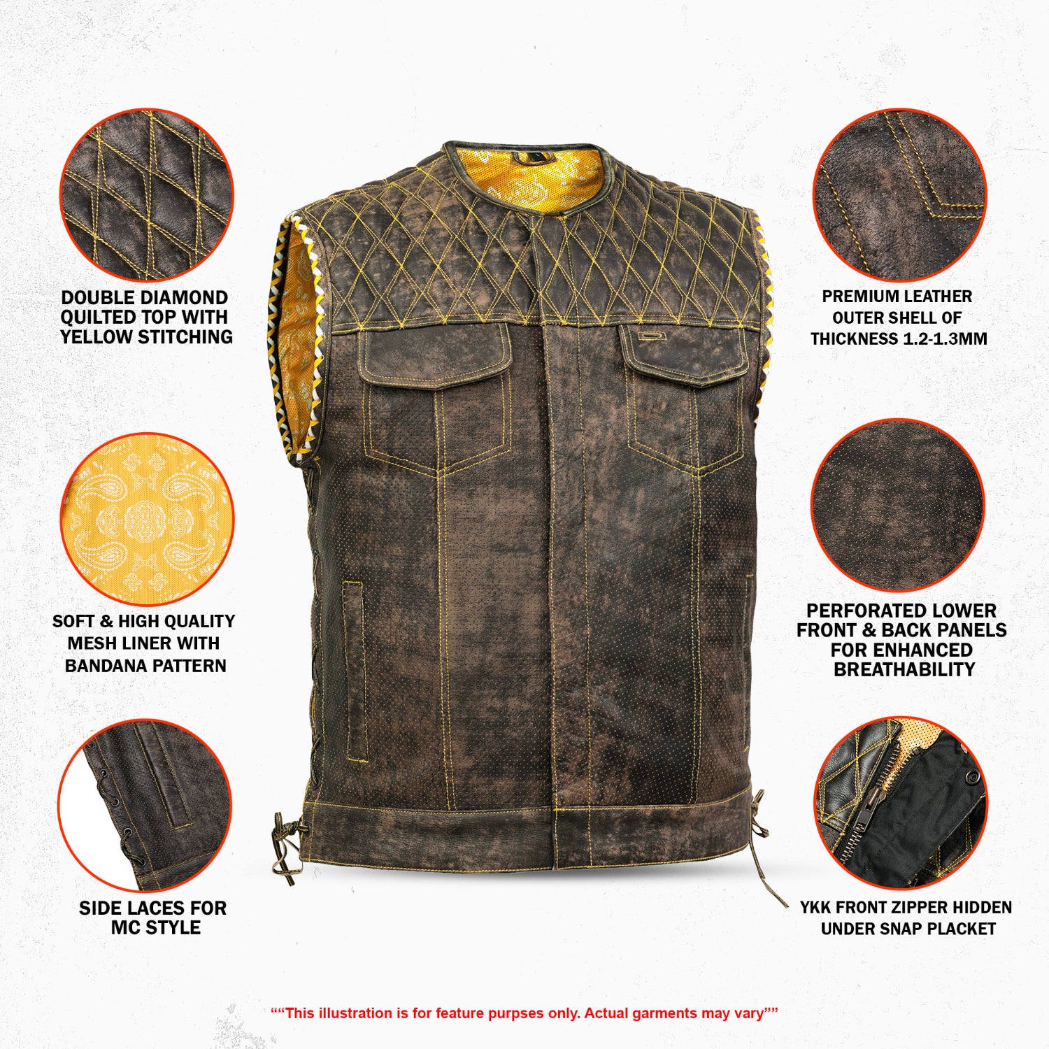 Rust Rider Men’s Motorcycle Leather Vest