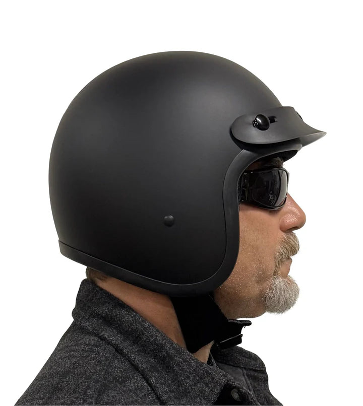 BADASS OPEN FACE 3/4 BARE BONES SMALLEST DOT CERTIFIED OPEN FACE MOTORCYCLE HELMET