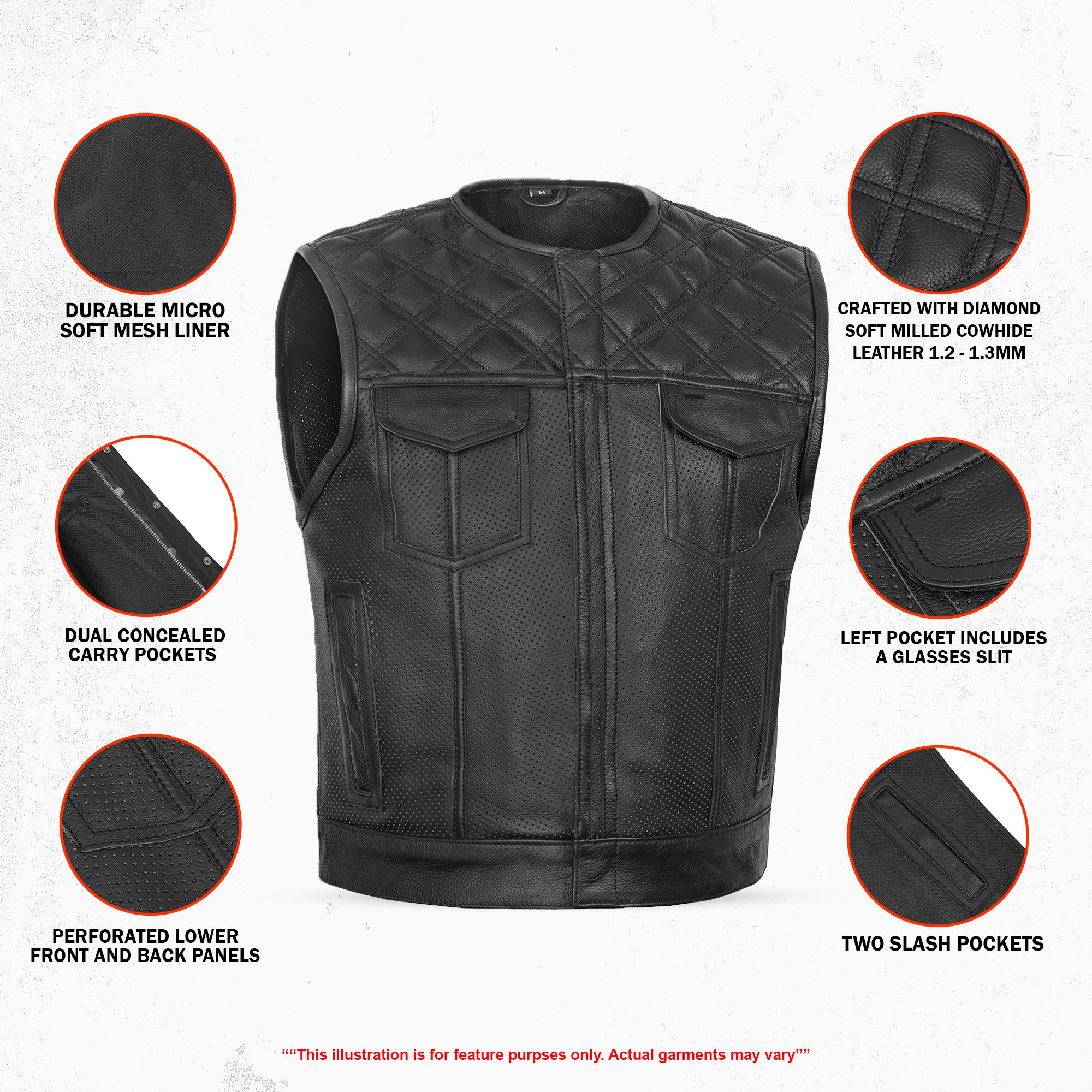 Clubhouse Men's Motorcycle Leather Vest