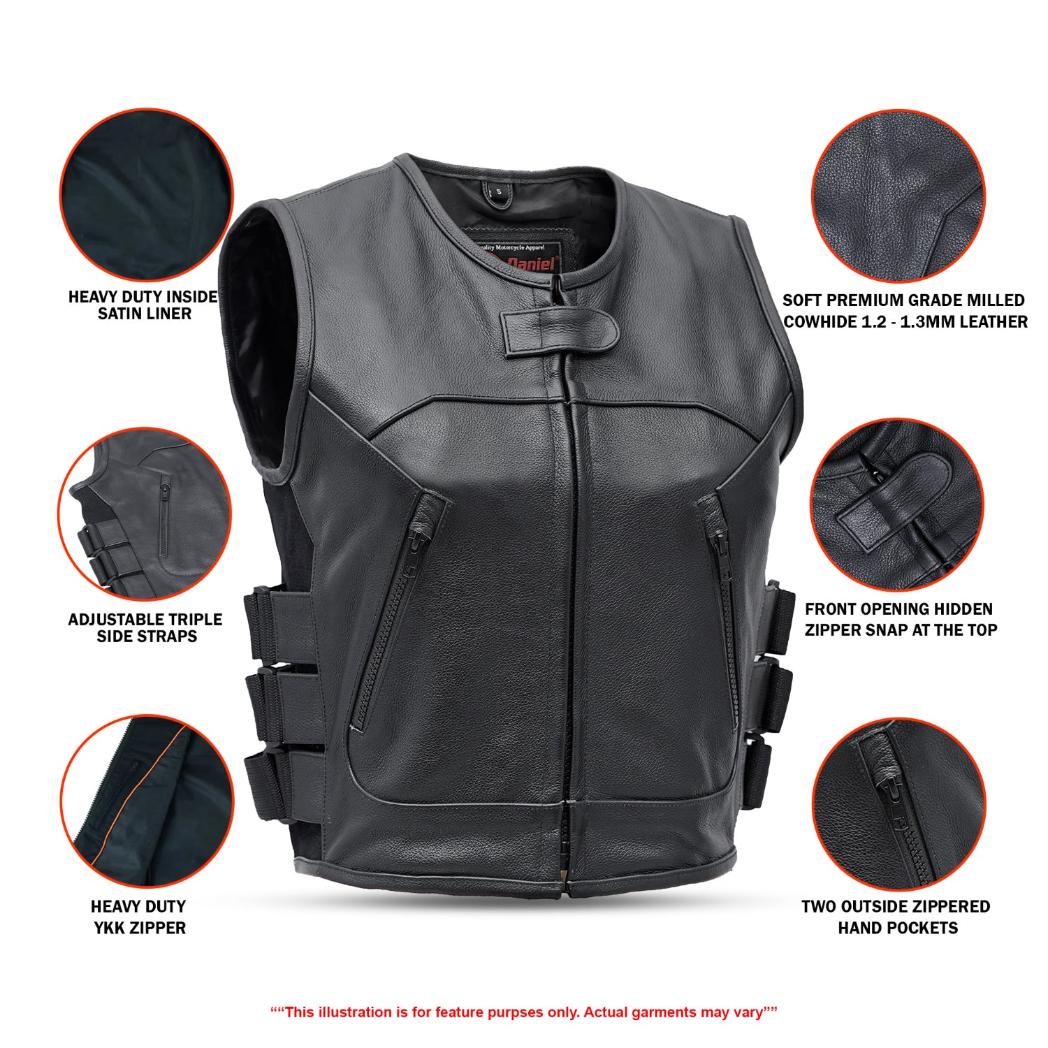 Stealth - Women's Leather Motorcycle Vest