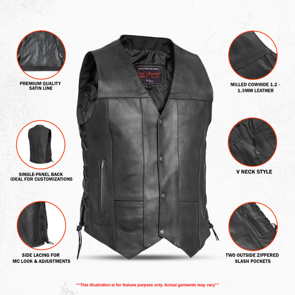 Stashon - Men's Motorcycle Leather Vest