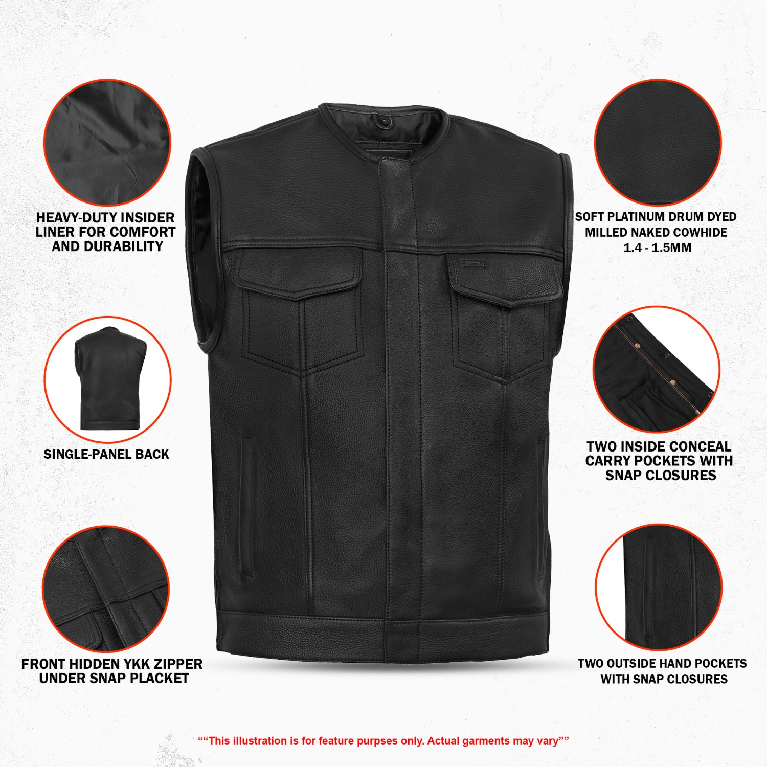 Maverick Men's Motorcycle Leather Vest
