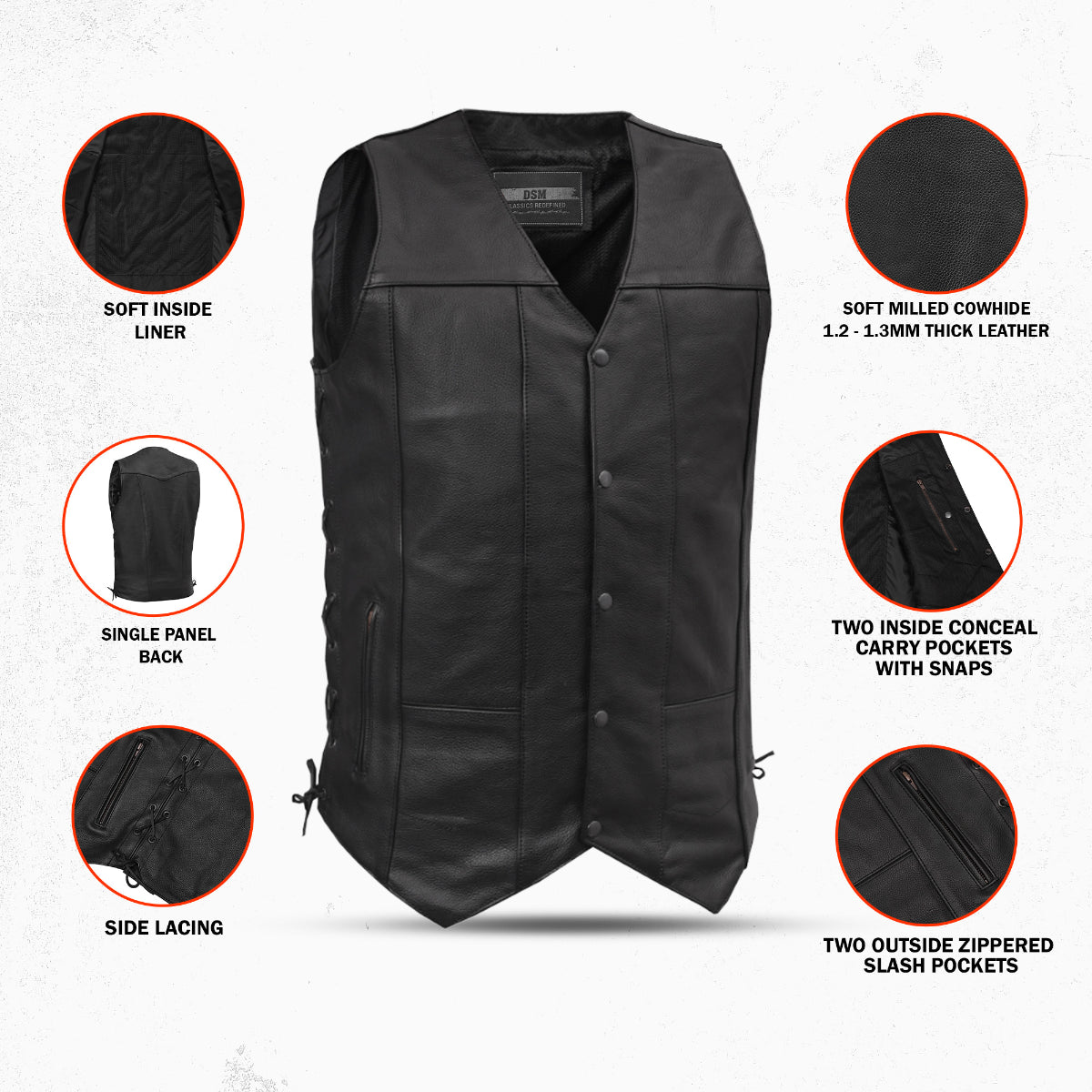Diablo Men's Motorcycle Leather Vest