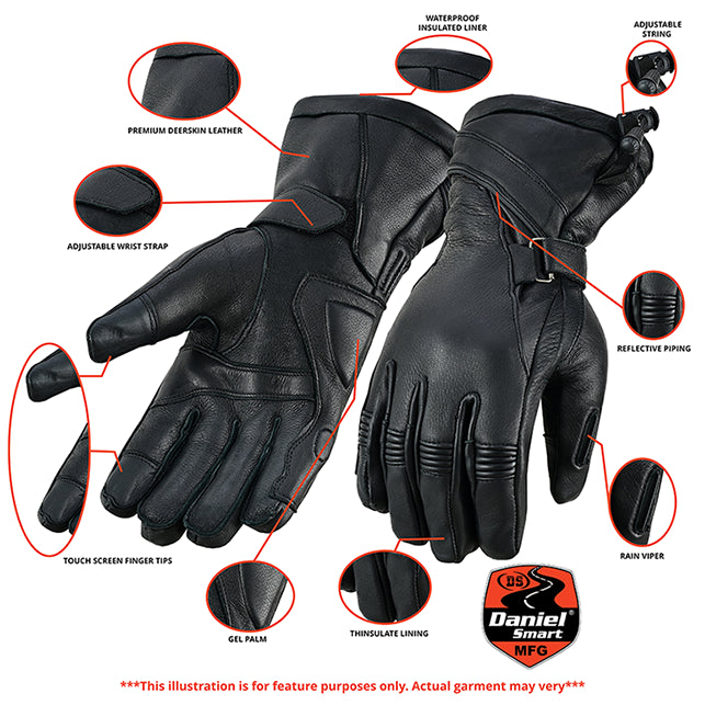 High Performance Men's Deer Skin Insulated Cruiser Gauntlet Gloves