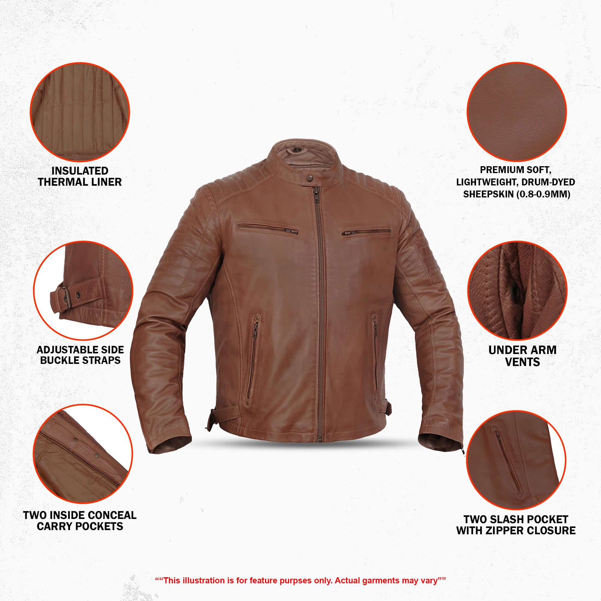 Copper Slayer™ Men's Leather Motorcycle Jacket