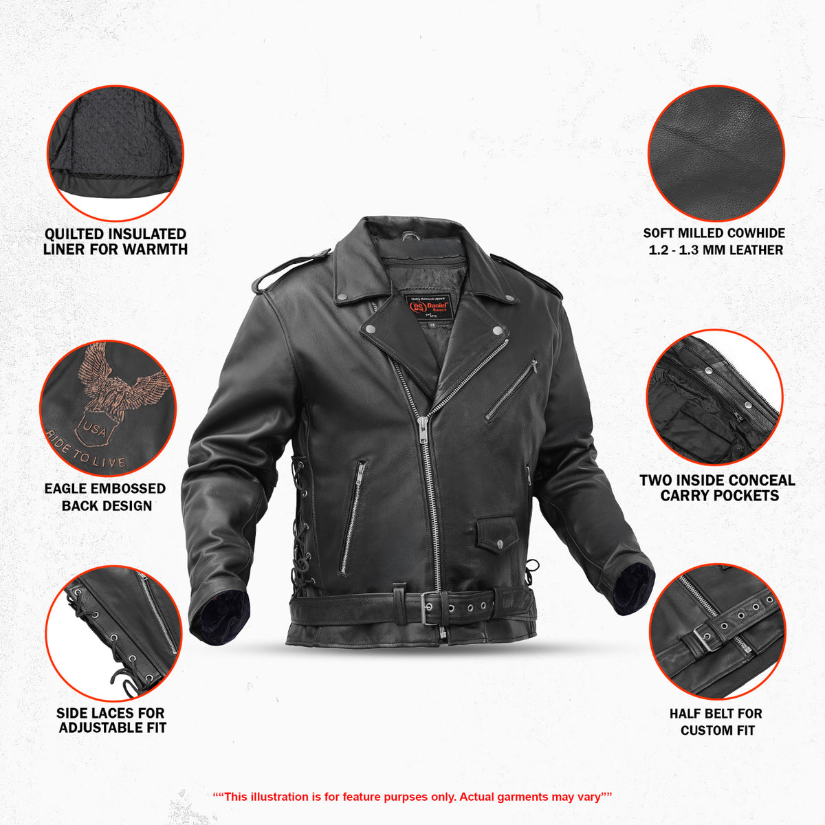 Freedom Wing Men's Leather Motorcycle Jacket | Lightweight & Durable
