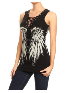 2224 BLACK Oversized Angel Wing Tank Top-Daniel Smart Mfg - Retail