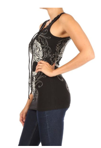 2225 BLACK Baroque Skull Graphic Tank Top-Daniel Smart Mfg - Retail