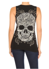 2225 BLACK Baroque Skull Graphic Tank Top-Daniel Smart Mfg - Retail