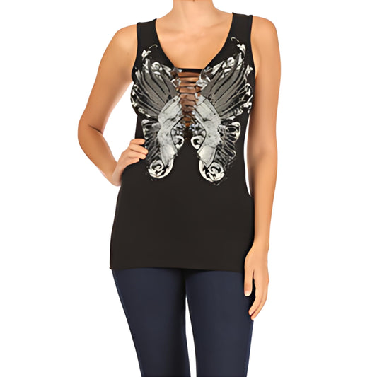 2226 BLACK Edgy Pistol Tank Top