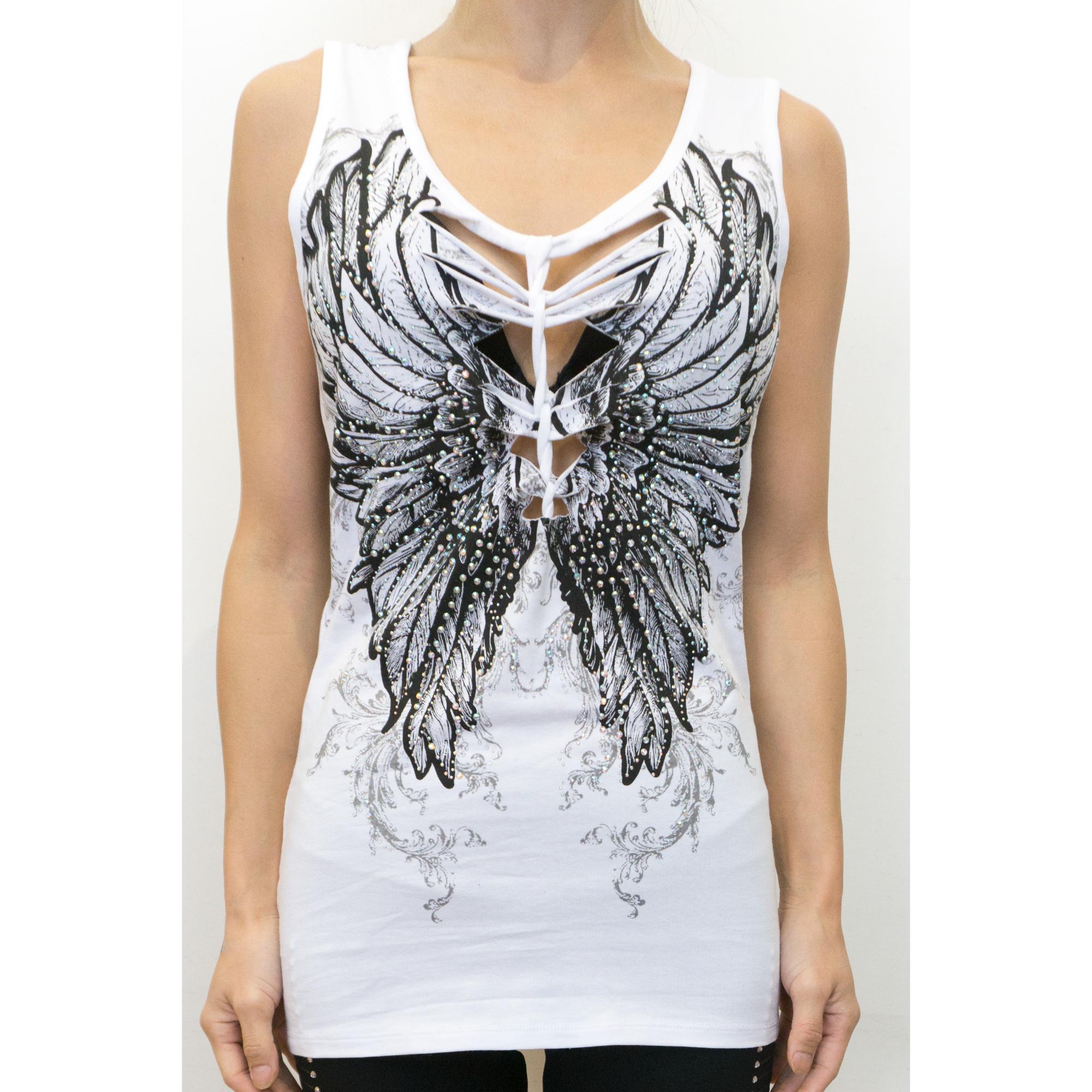 2278Women_sAngelWingsWhiteVNeckTop