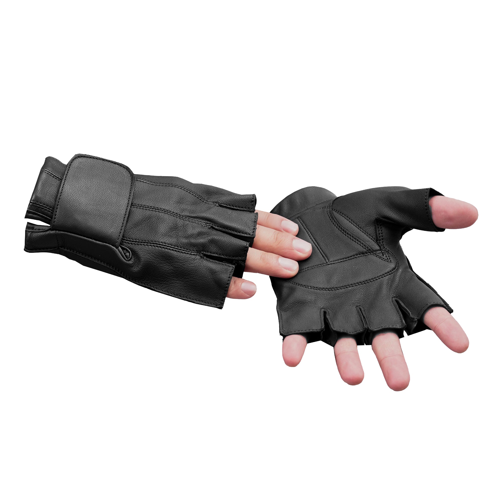 Deerskin Dominator - Men's Deerskin Leather Motorcycle Fingerless Gloves
