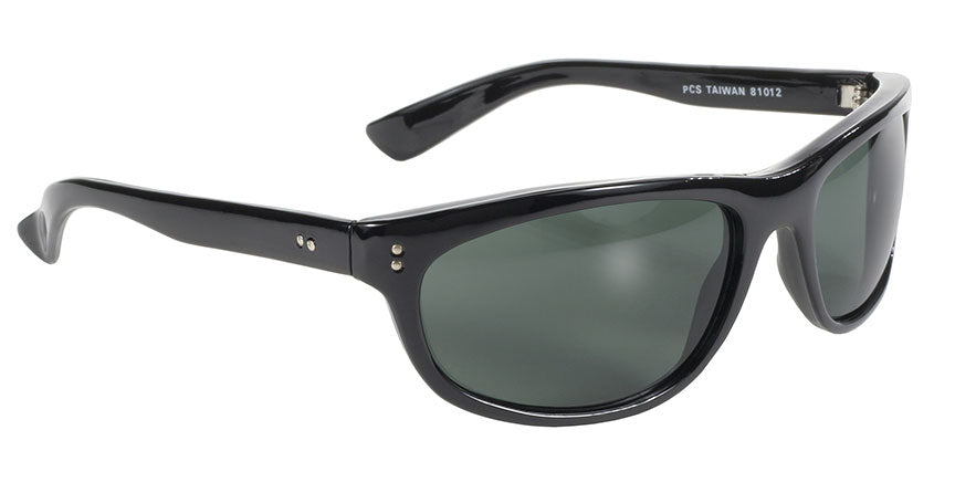 81012 Dirty Harry MC Sunglass Wrap Blk/Dk Green Lens-Daniel Smart Mfg - Retail