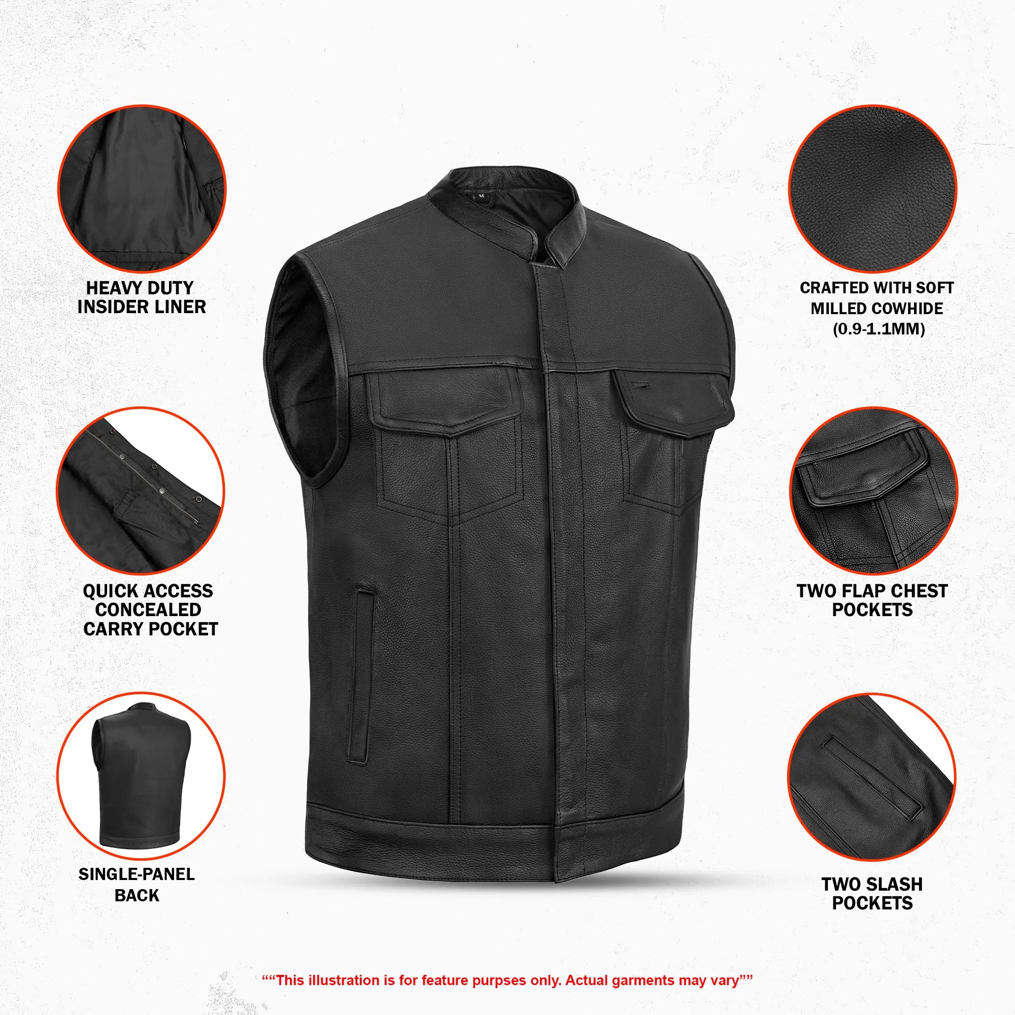 Metro Men's Motorcycle Leather Vest