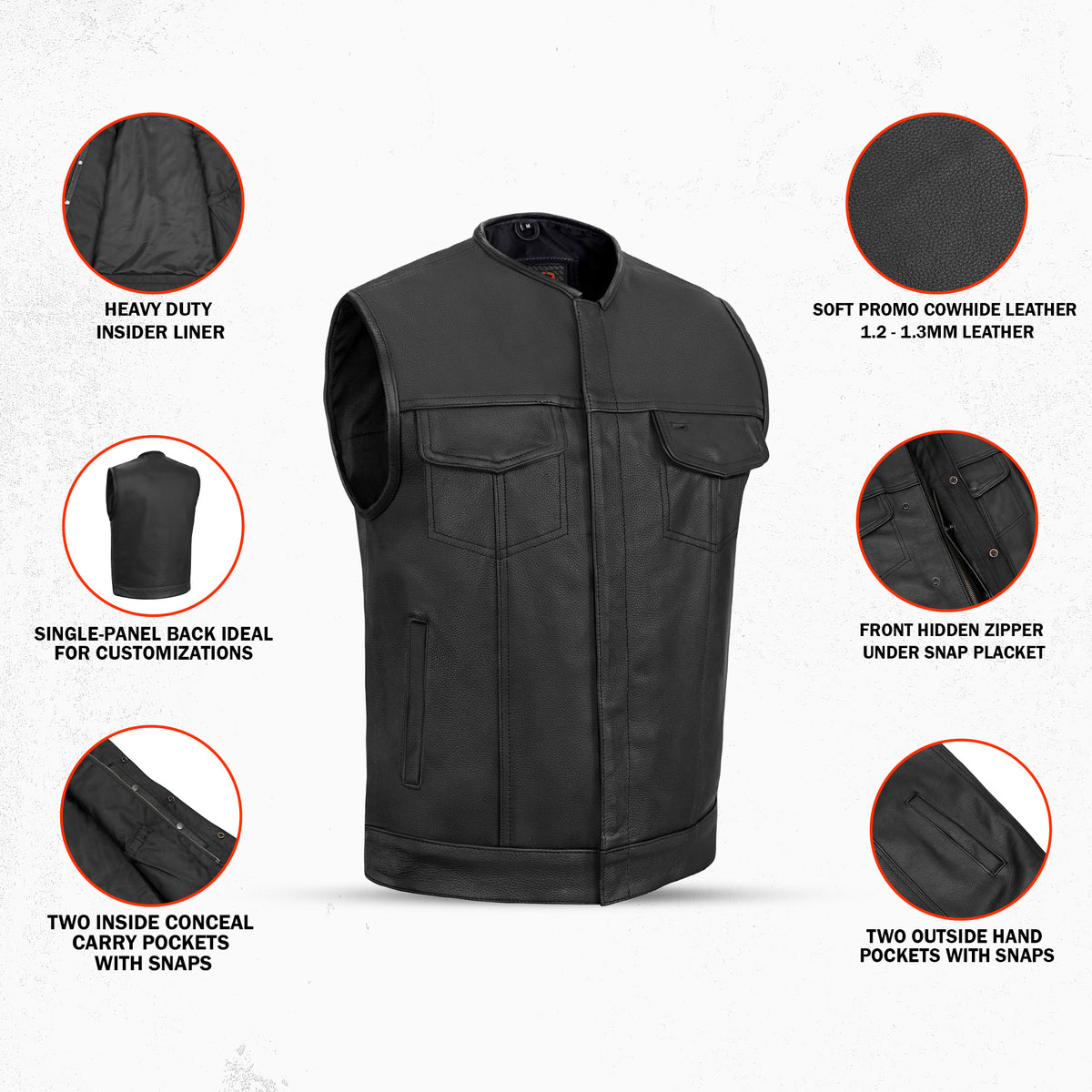 Trailson Men's Motorcycle Leather Vest