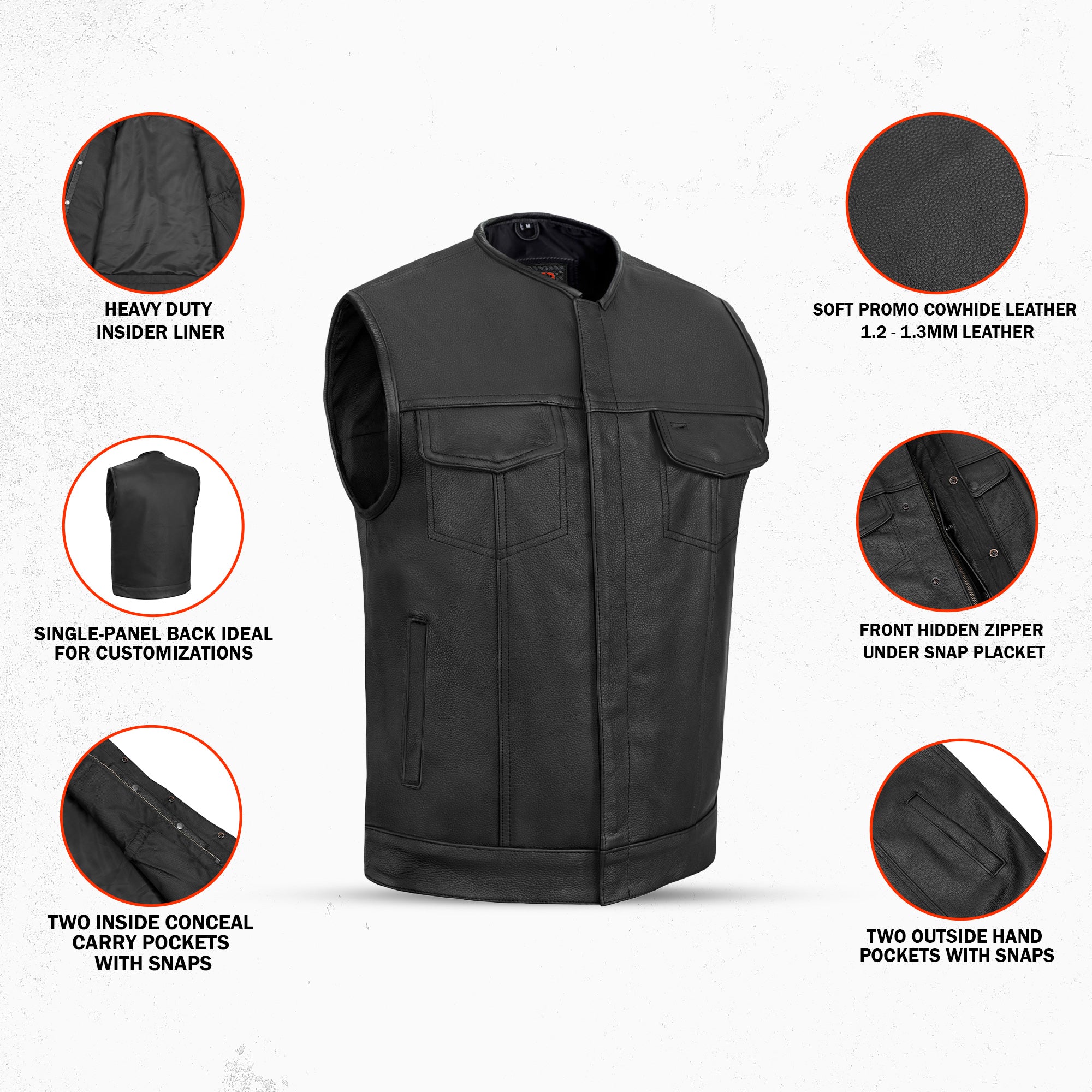 Trailson Men's Motorcycle Leather Vest