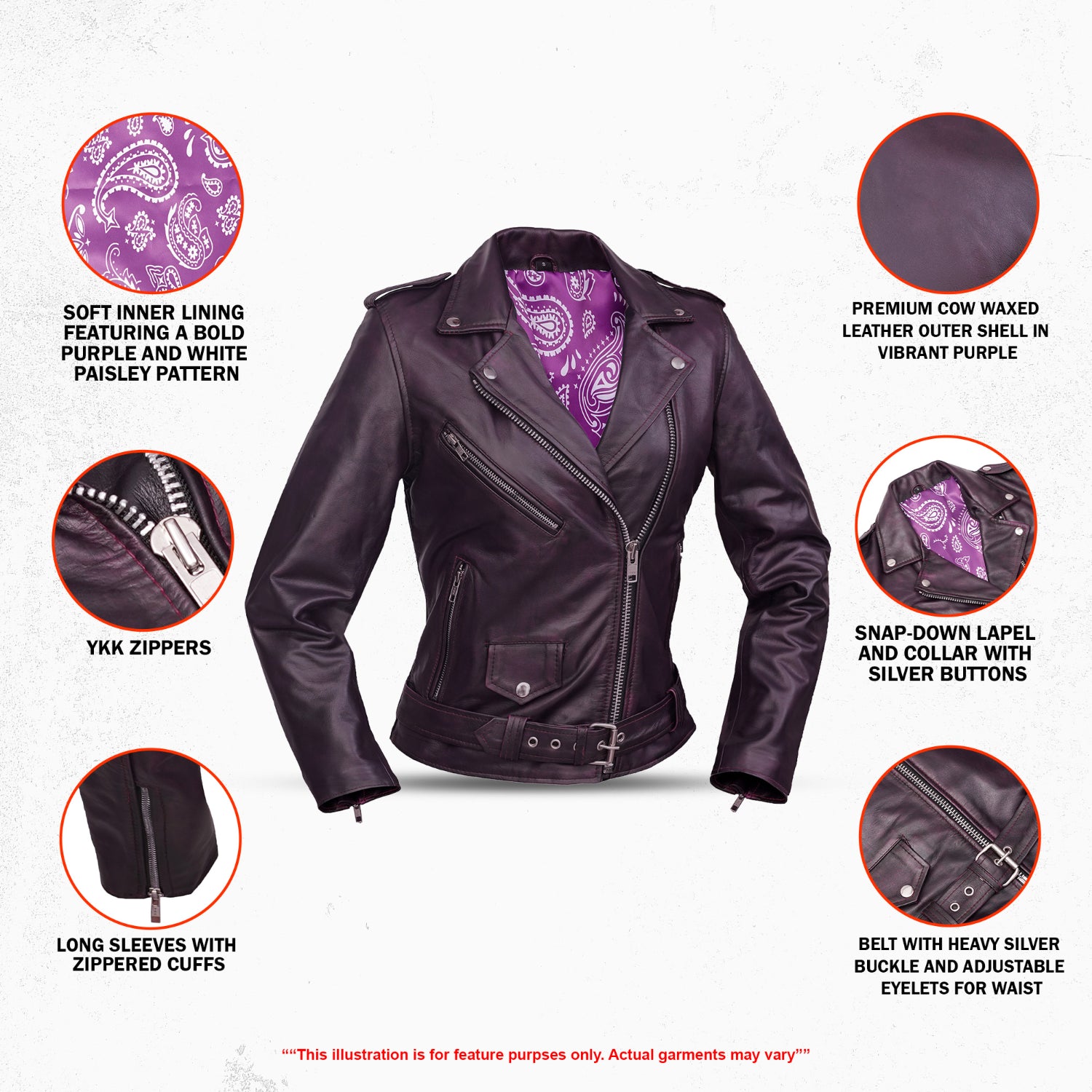 Amora™ – Women’s Leather Motorcycle Jacket