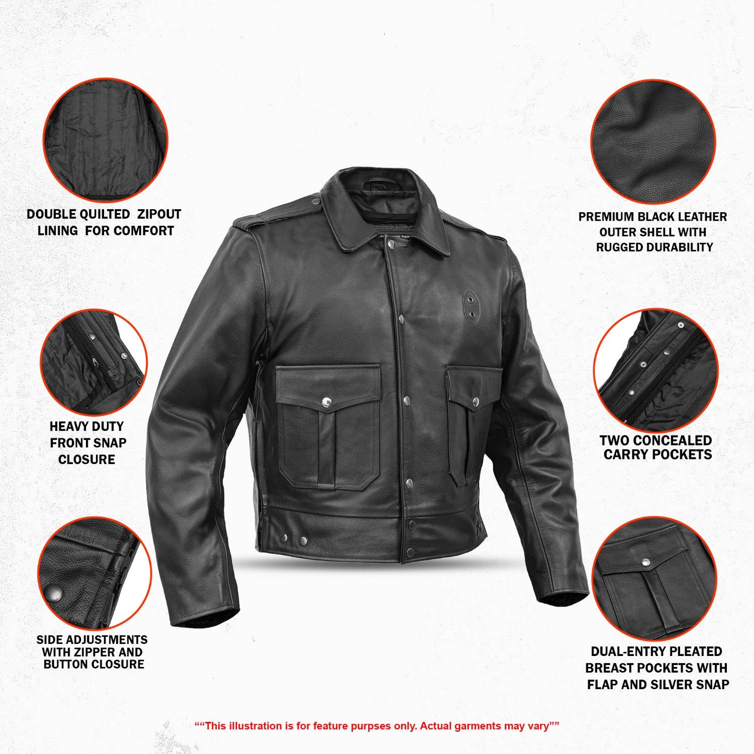 Alpha Badge Men’s Leather Motorcycle Jacket