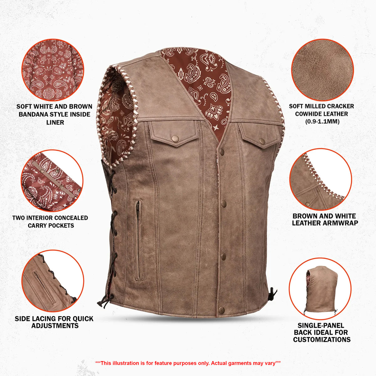 Badland - Men's Motorcycle Leather Vest