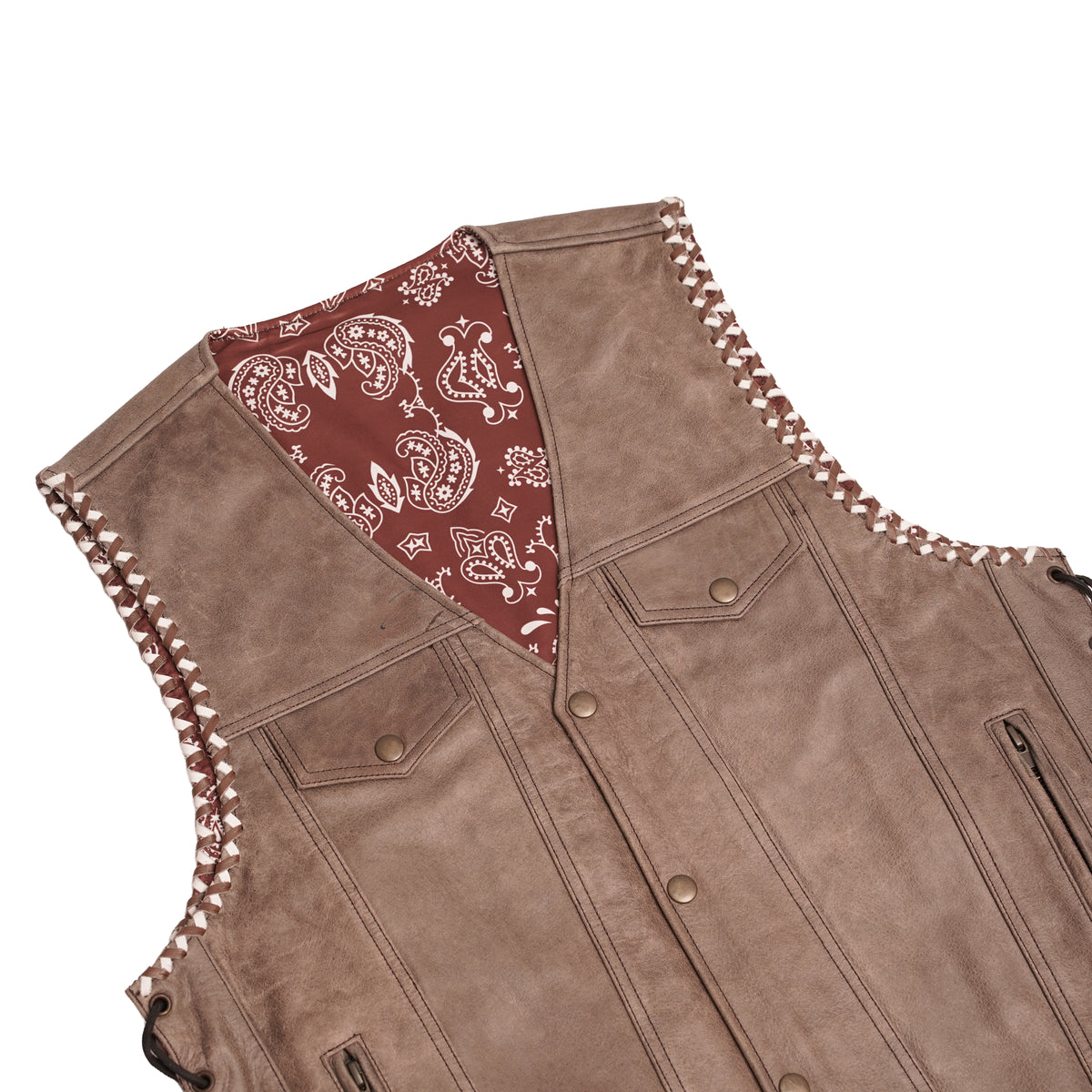 Badland Men's Motorcycle Leather Vest – Rugged & Stylish