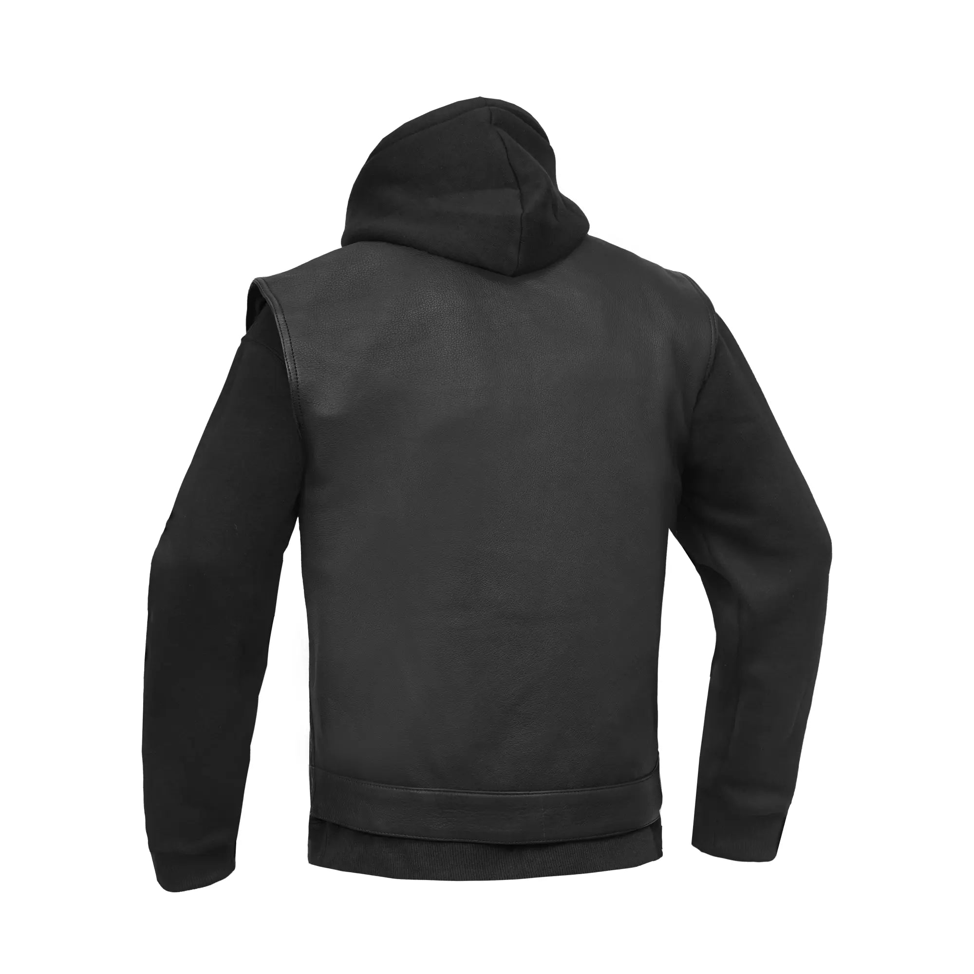 Beckett - Men’s Leather Motorcycle Vest with Hoodie