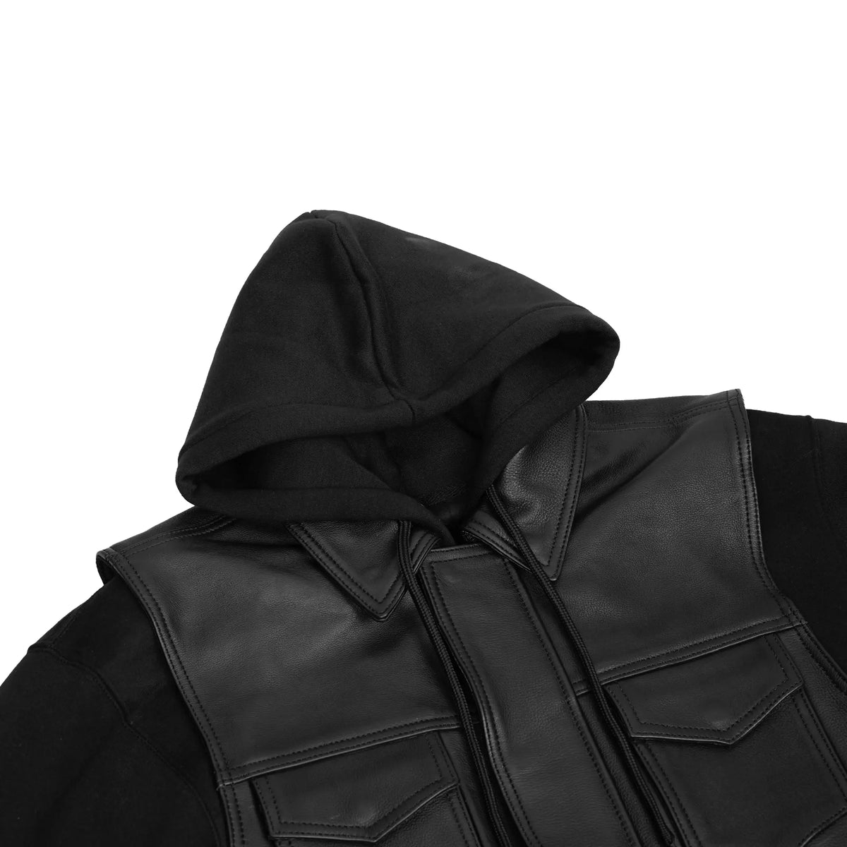 Beckett Men's Leather Motorcycle Vest with Hoodie | Biker Riding Vest
