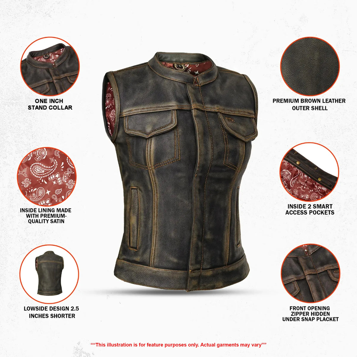Bold Beauty Women’s Leather Motorcycle Vest