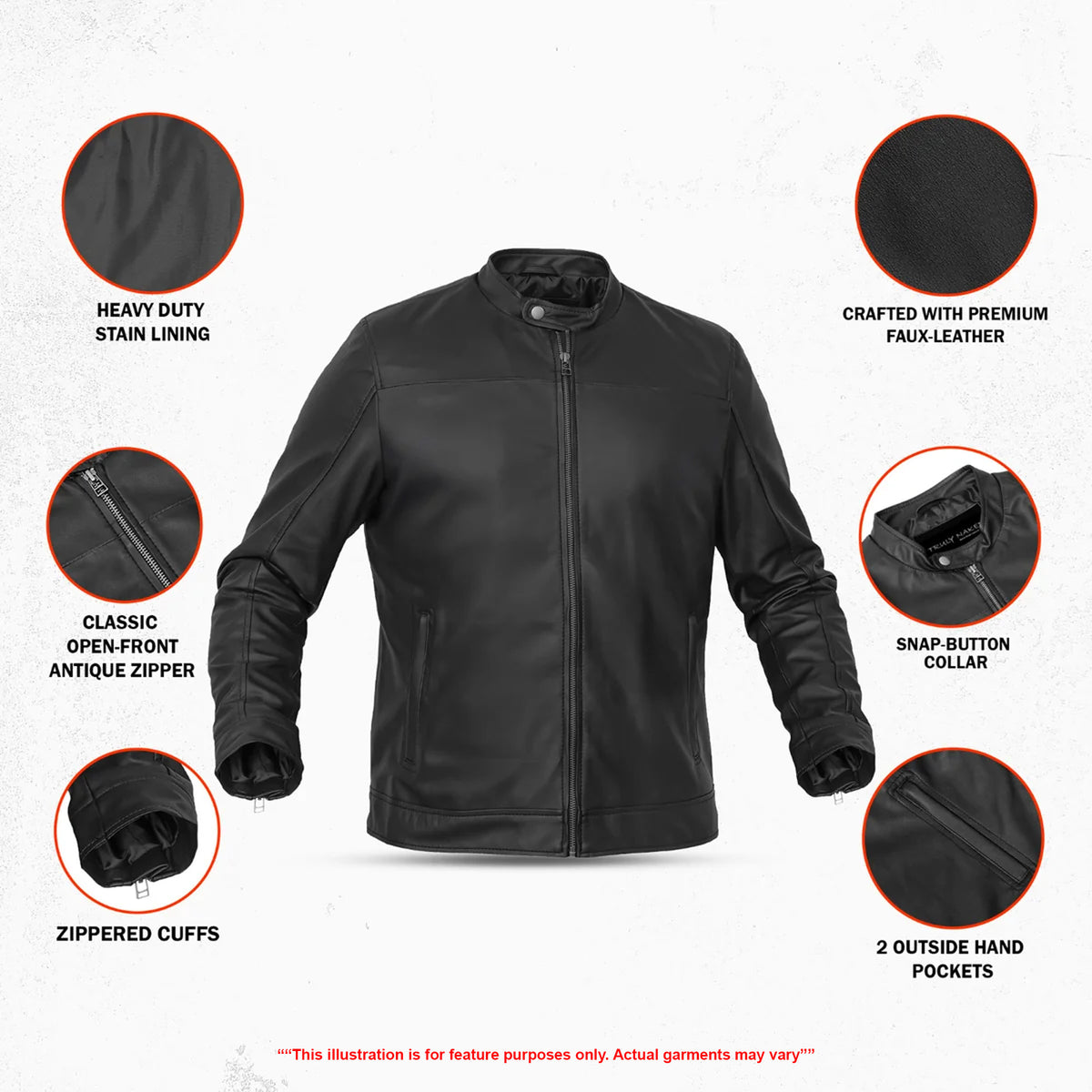 Brunox Men’s Faux Leather Motorcycle Jacket