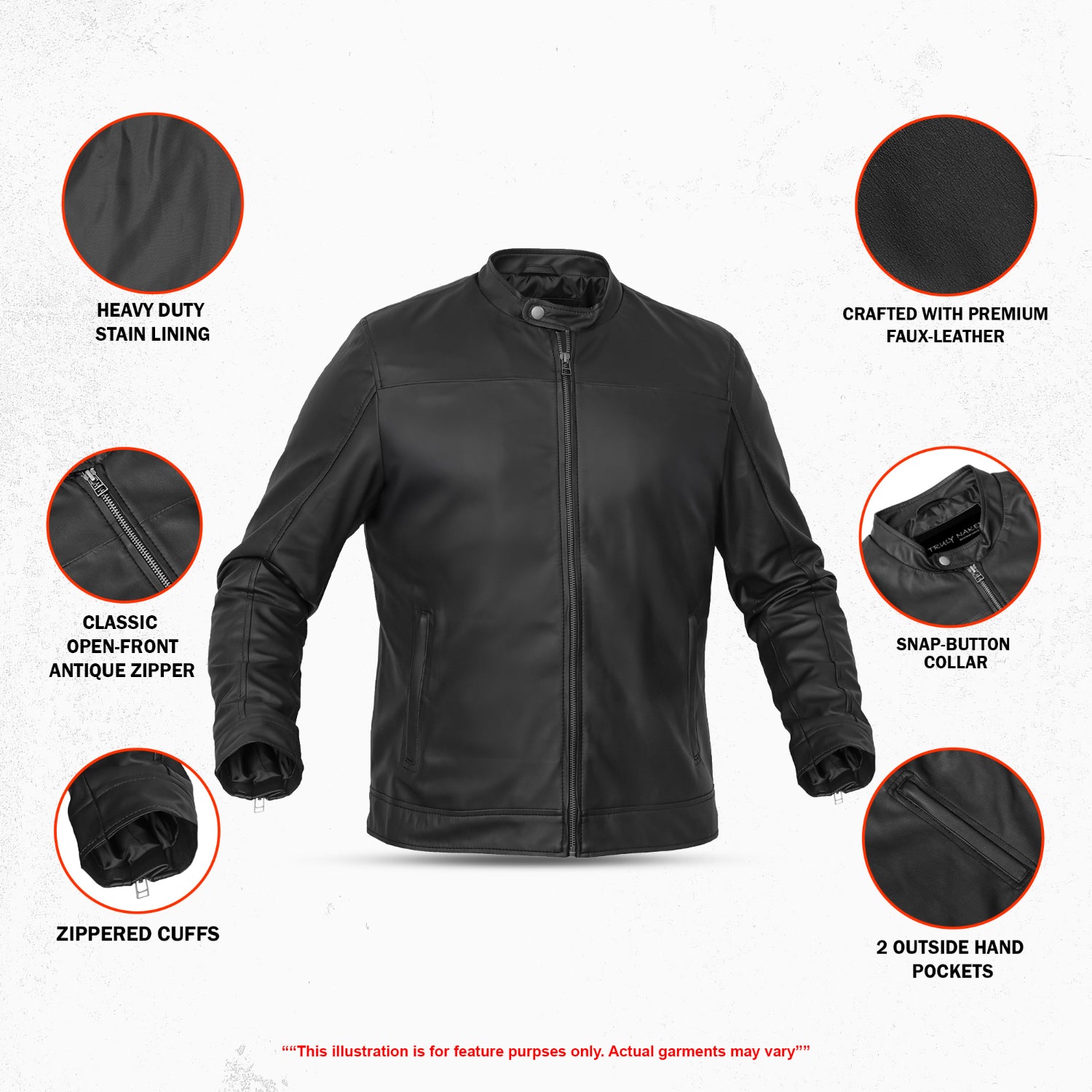 Brunox Men’s Faux Leather Motorcycle Jacket