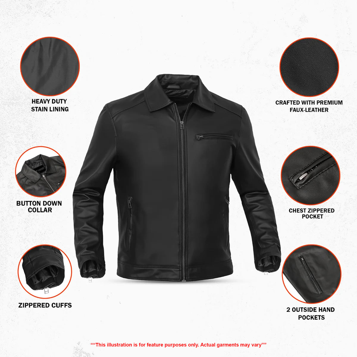 Cendro Men’s Faux Leather Motorcycle Jacket