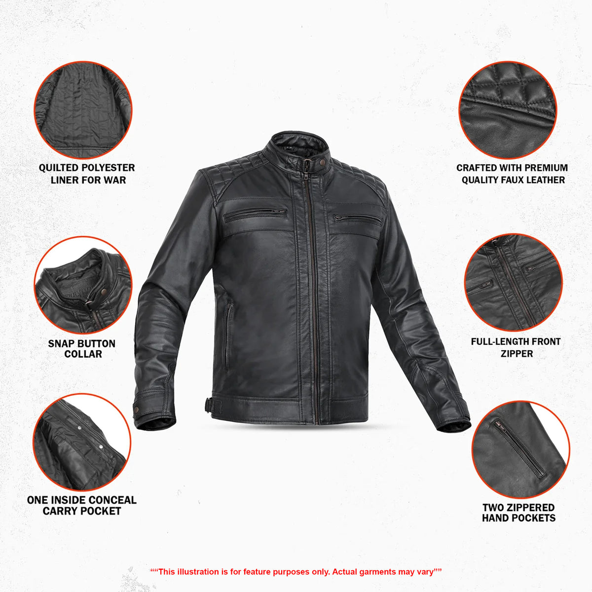 Classic Charm™ Men's Faux Leather Motorcycle Jacket