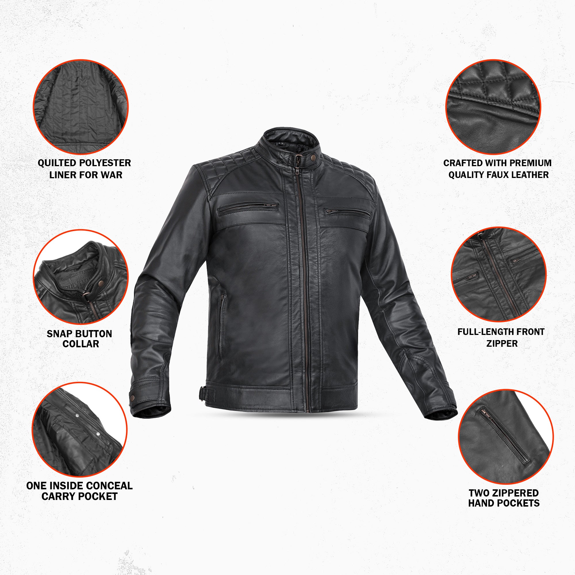 Classic Charm™ Men's Faux Leather Motorcycle Jacket