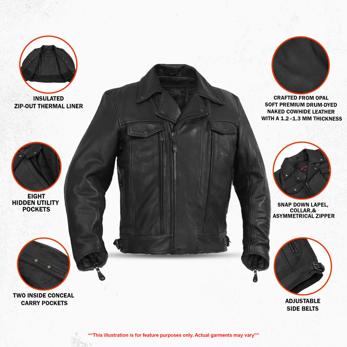 Clearway Men’s Leather Motorcycle Jacket