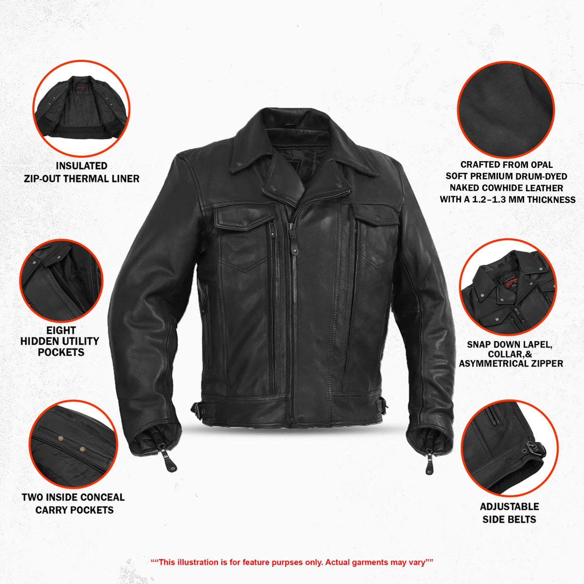 Clearway Men’s Leather Motorcycle Jacket