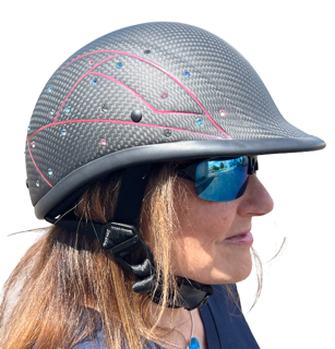 American BADASS Confetti Diamonds Carbon Fiber Smallest DOT Certified Motorcycle Helmet