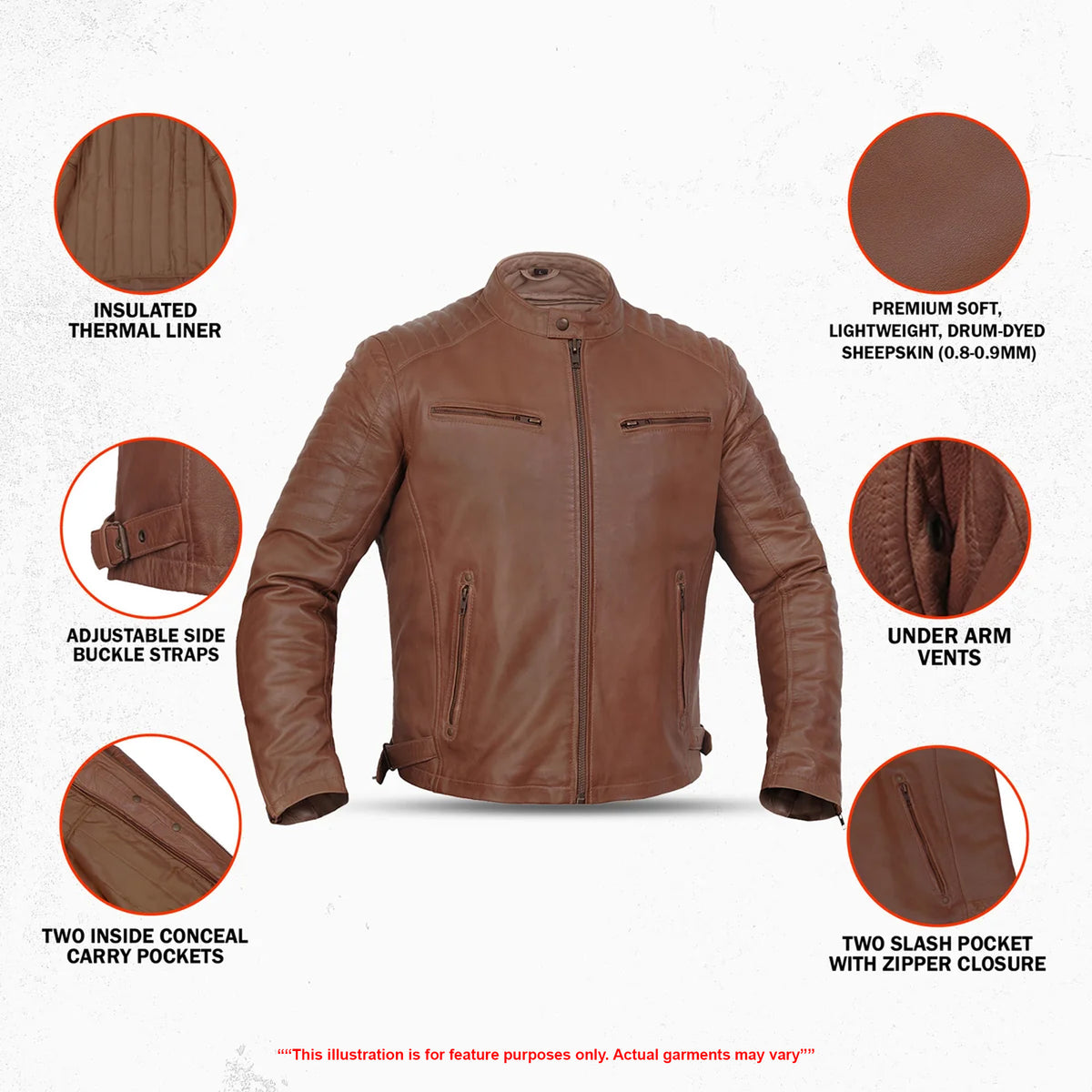 Copper Slayer™ Men's Leather Motorcycle Jacket
