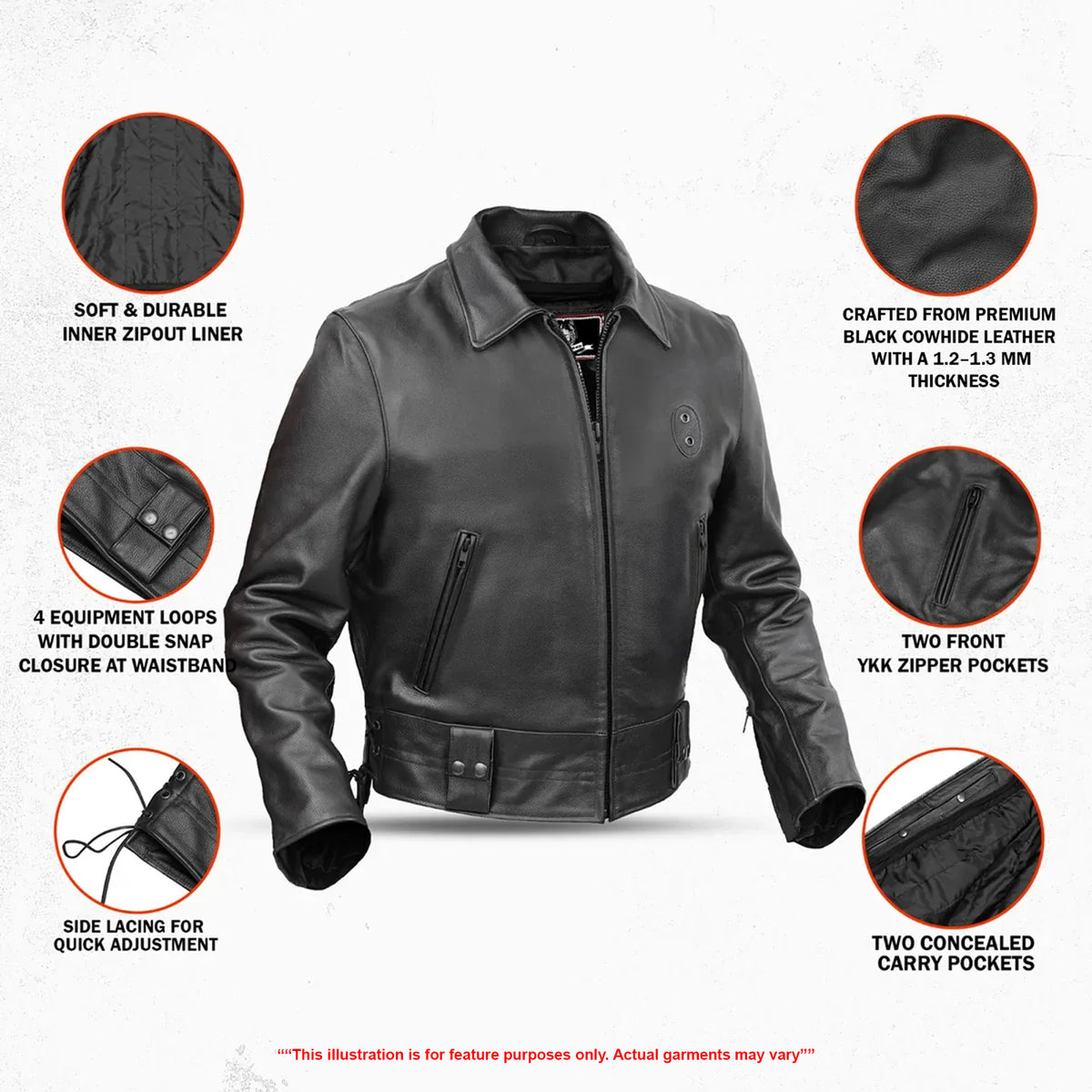 Crime Stop™  Men’s Leather Motorcycle Jacket